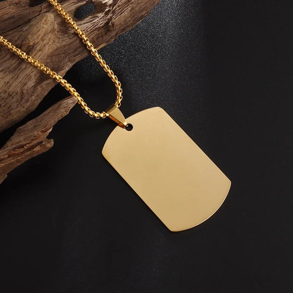 Gold-Plated Dog Tag Necklace