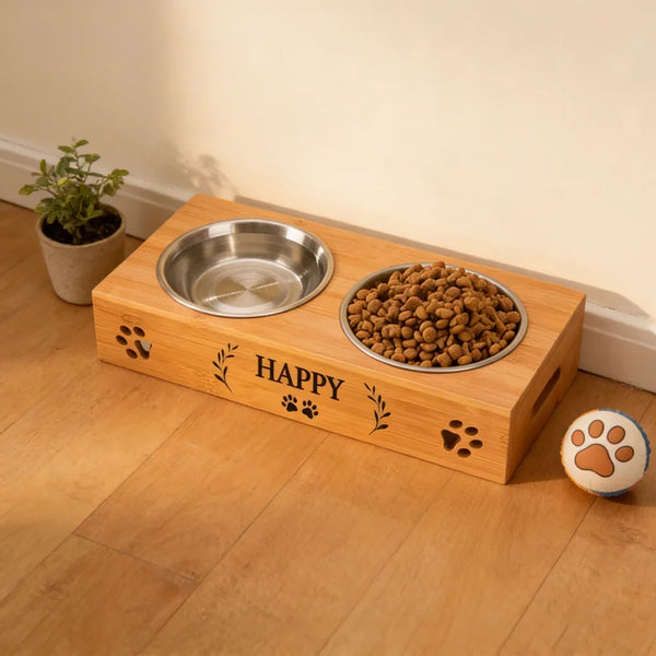 Elegant Bamboo Pet Feeding Station